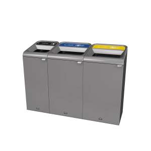 Rubbermaid Commercial, Configure, Cans, 33 gal, Metal, Gray, Rectangle, Receptacle