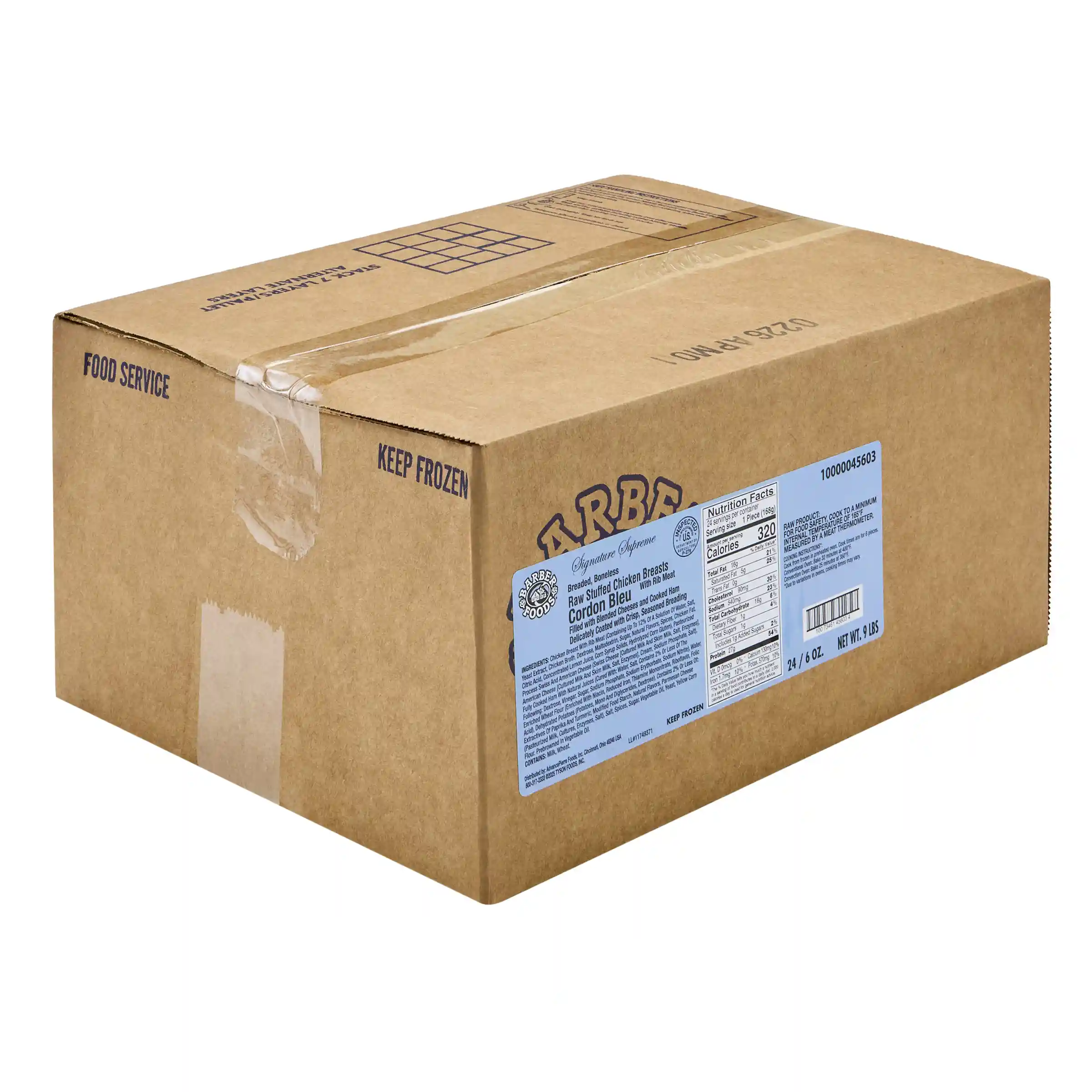 Barber Foods® Signature Supreme® Uncooked Breaded Cordon Bleu Boneless Stuffed Chicken Breasts 6 oz._image_5