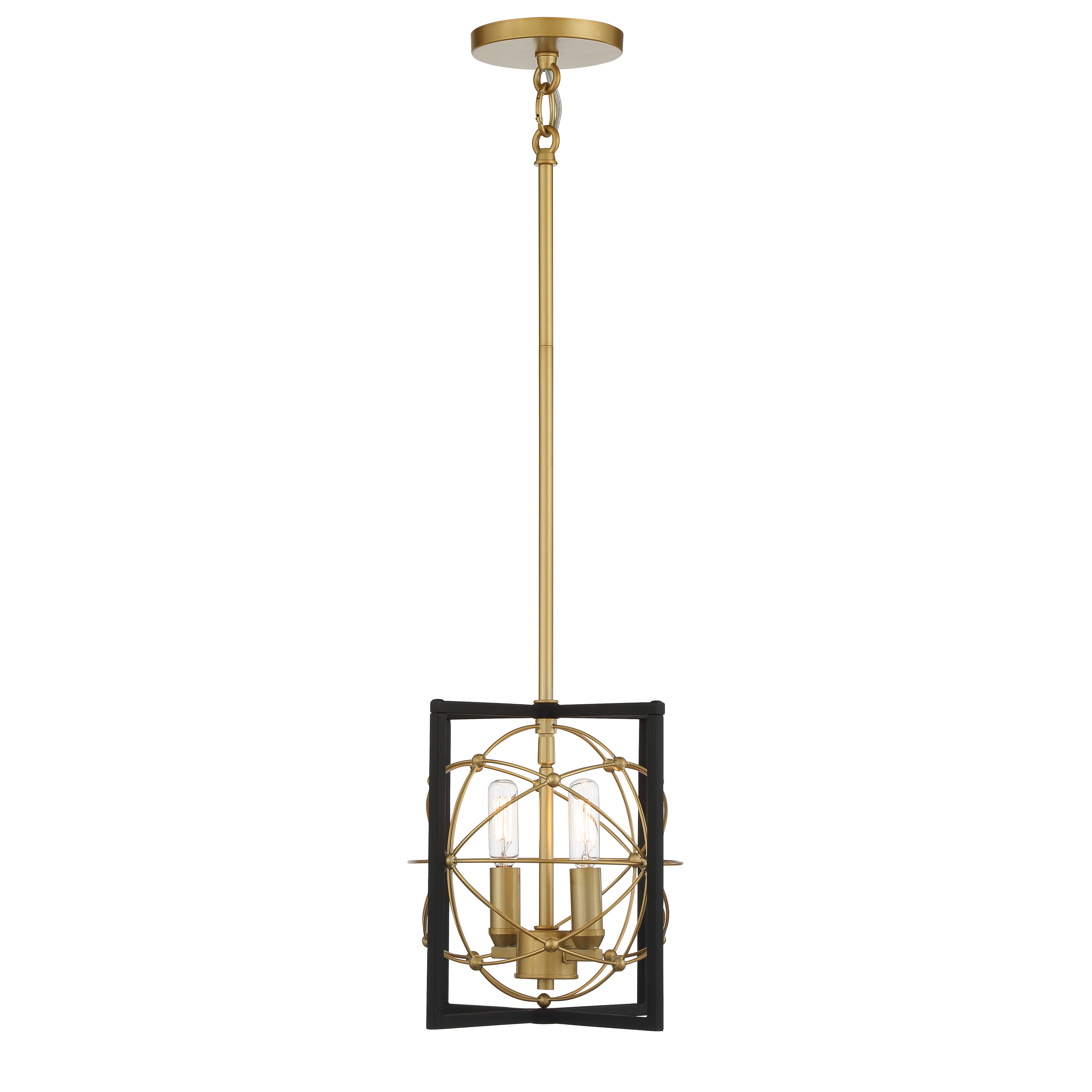The Titan's Trace mini pendant combines modern design with warm metallic tones. Its compact 10-inch size makes it perfect for smaller spaces or clustered installations, while the sand coal and honey gold finish adds sophisticated warmth. - alternate view
