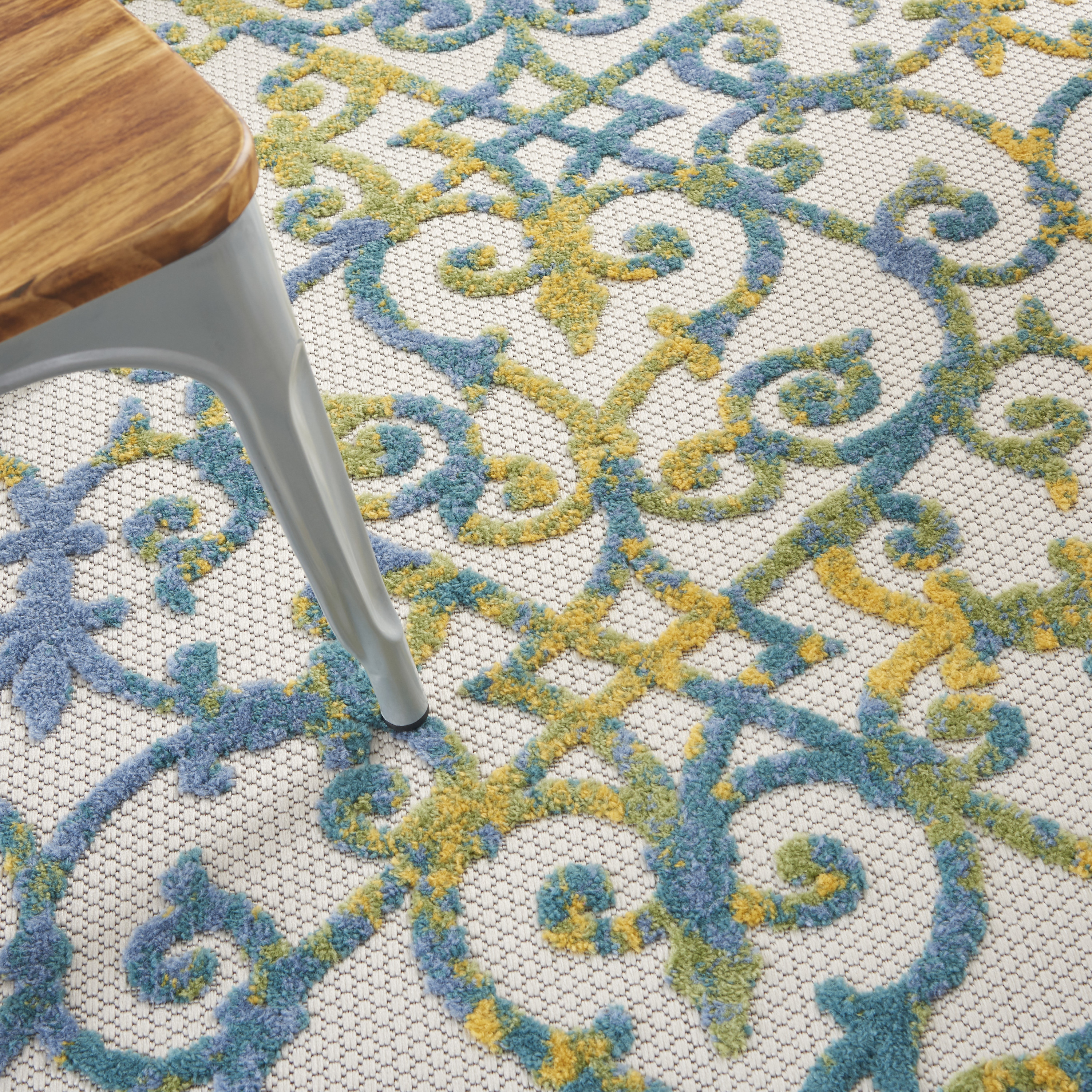 Nourison Aloha 6' x 9' Ivory Blue Contemporary Rug
