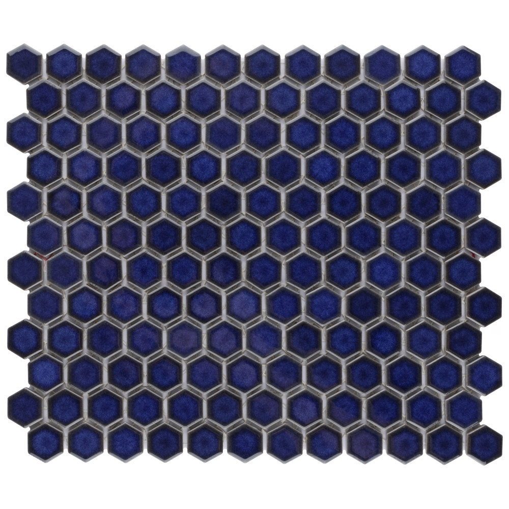 Tribeca 1″ Hex Glossy Cobalt 10-1/4 in. x 11-7/8 in. Porcelain Mosaic Tile