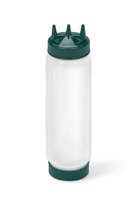 24-ounce Traex® FIFO clear squeeze dispenser with green Tri Tip™ and green base cap