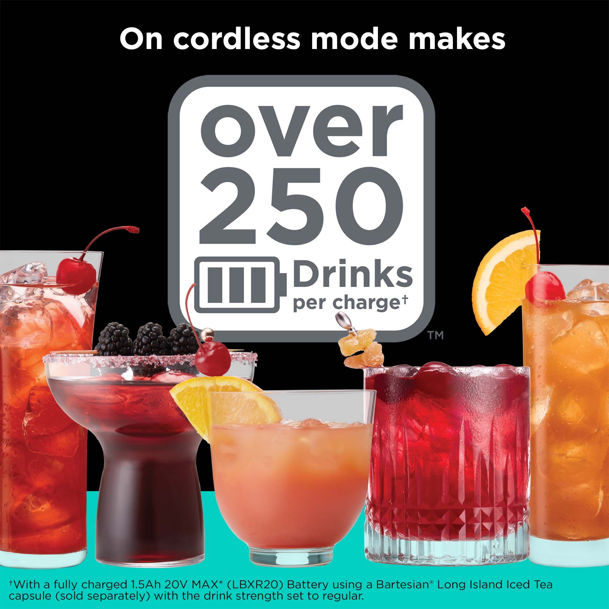 Assortment of cocktails with text that reads 