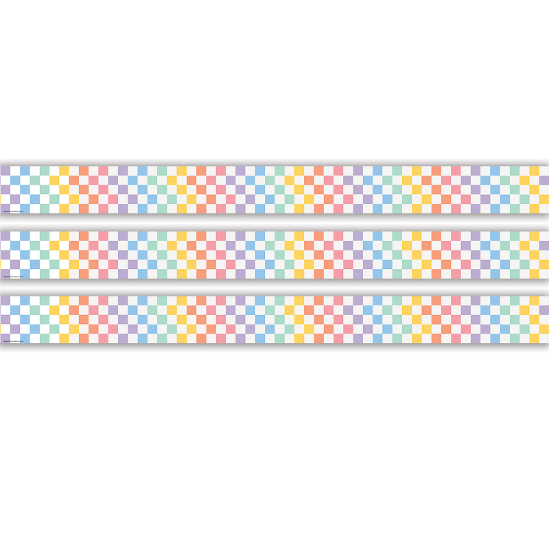 Cool for School Checkers Straight Border Trim, 35 Feet Per Pack, 3 Packs