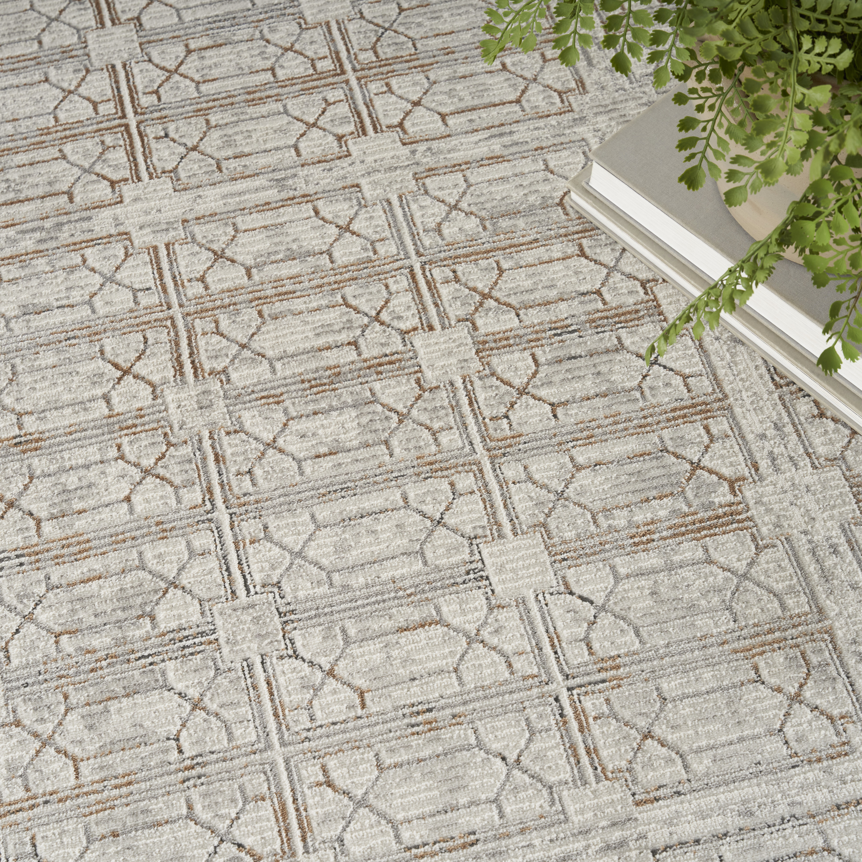 Nourison Desire 7'10" x 9'10" Ivory Beige Modern Indoor Rug