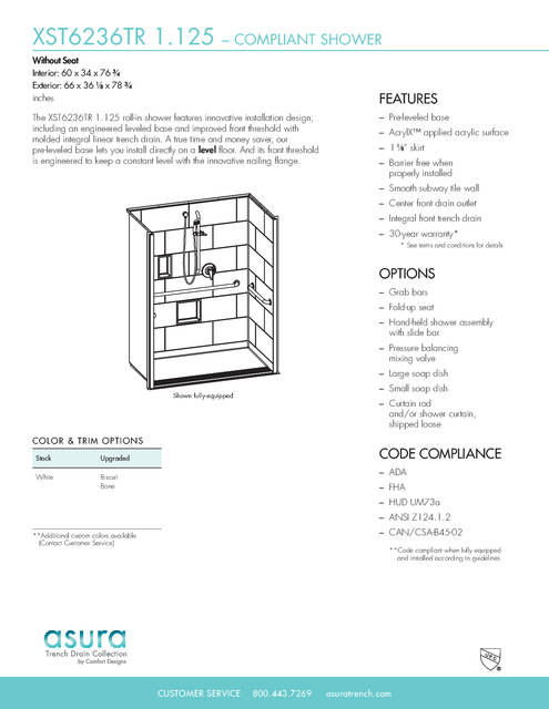 Tech Data Sheet — Cd Shower Tech Data Asura Xst 6236 Tr 1 125 No Seat