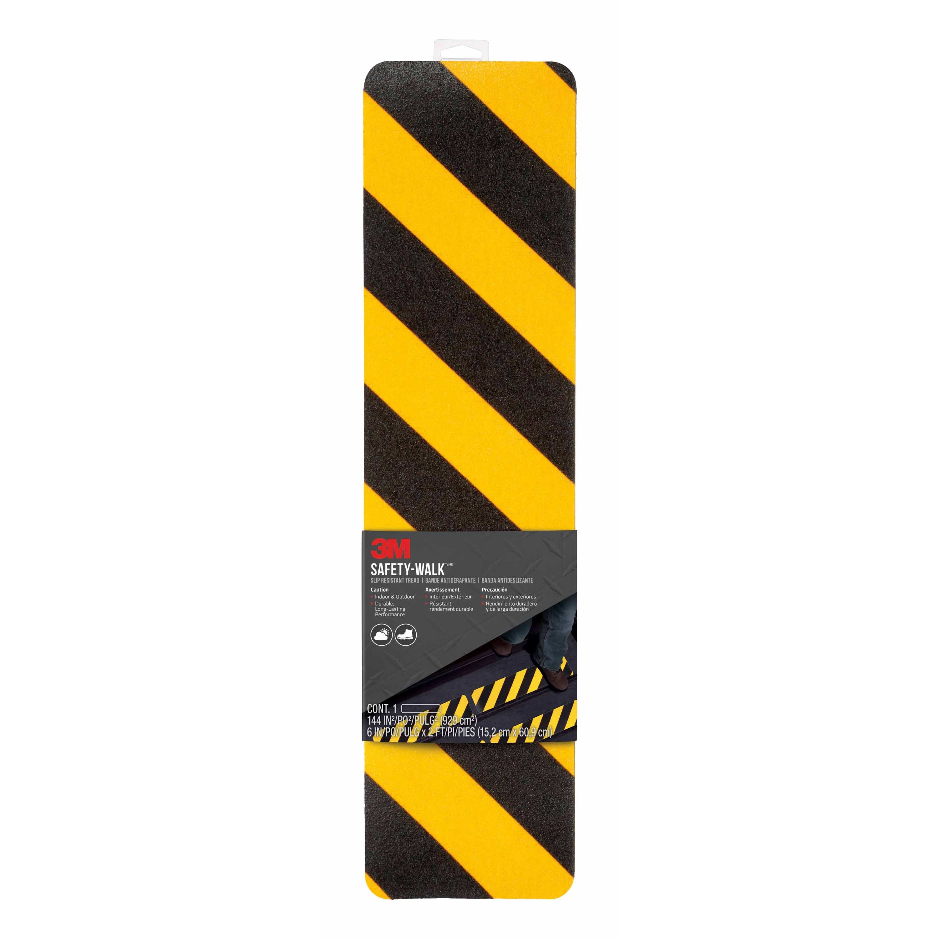 3M™ Safety-Walk™ Slip-Resistant Tread, 613BY-T6X24, Black/Yellow Stripe,
6 in x 2 ft