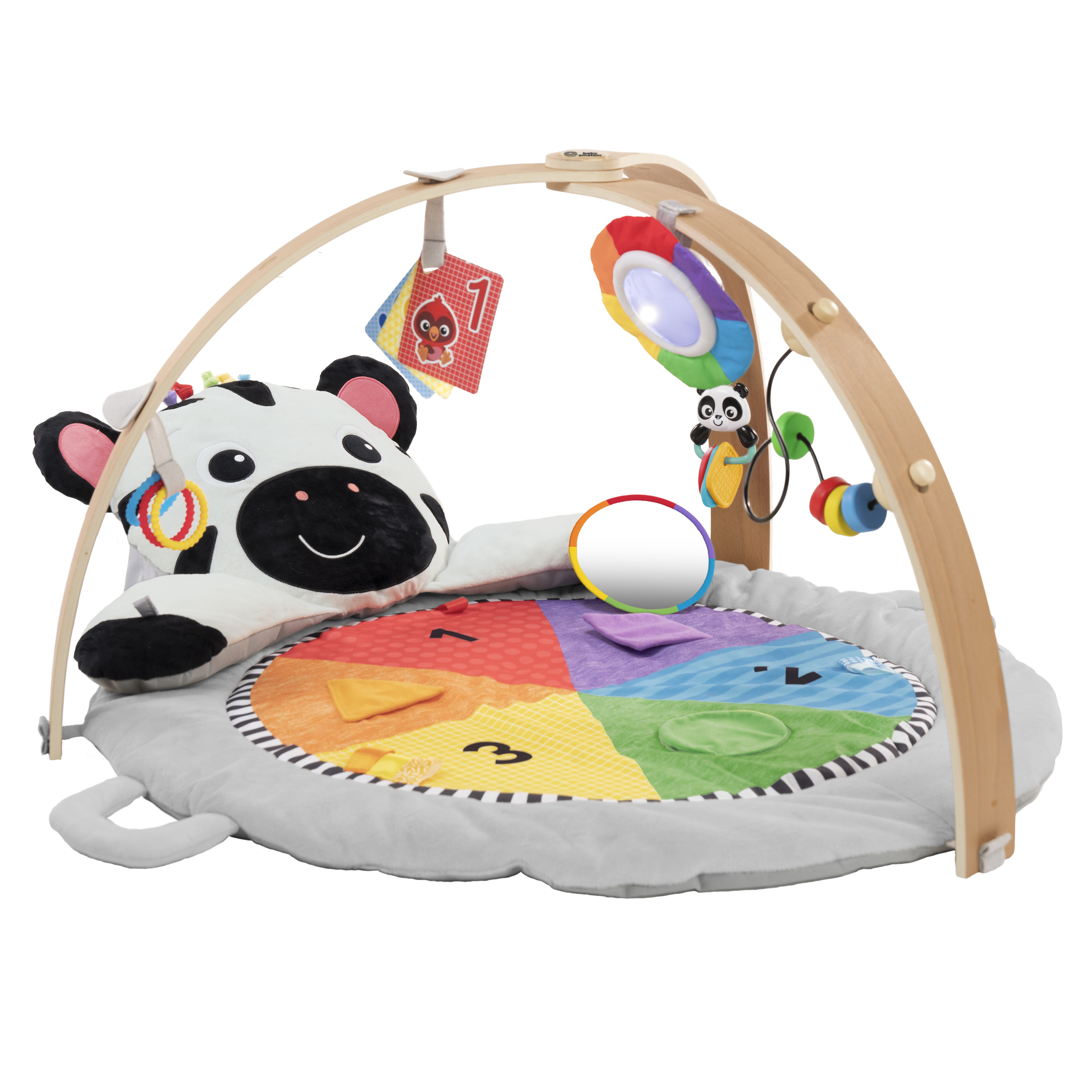 Baby Einstein Zen's Activity Milestones Plush Gym, with Wooden Bar, Infant to