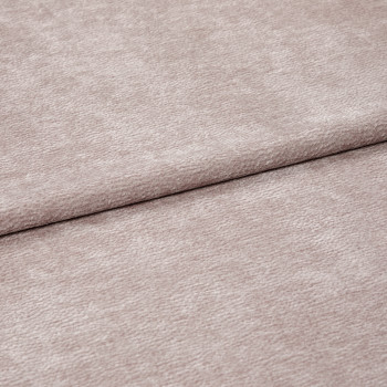 Plush blush-pink textured fabric, shown folded with one overlapping edge and visible nap, resting flat; close-up, evenly lit view emphasizing soft pile and subtle sheen.