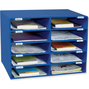 Mailbox, 10-Slot, Blue, 16-5/8"H x 21"W x 12-7/8"D