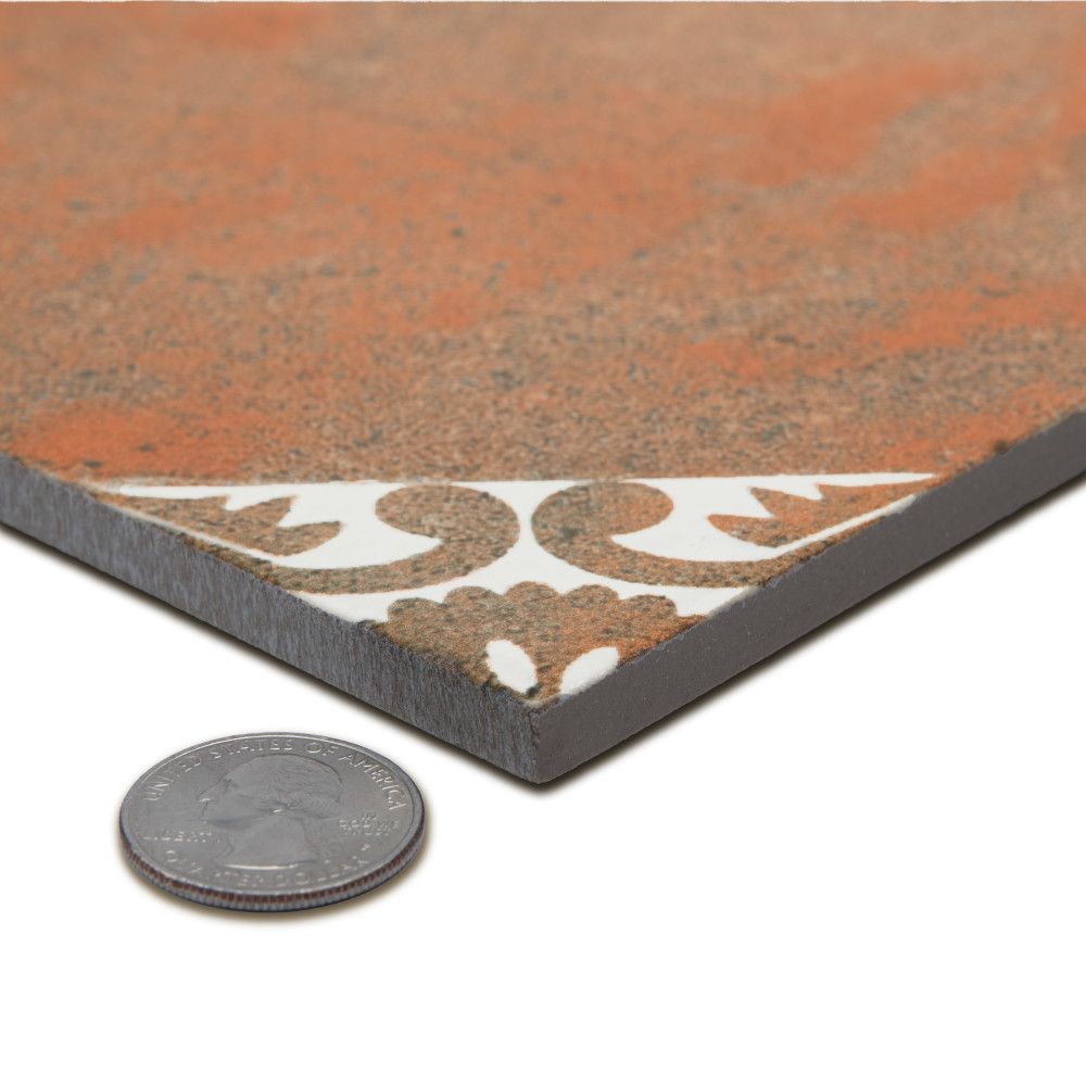 Degas Cotto with White Deco 8-7/8 in. x 8-7/8 in. Porcelain Floor and Wall Tile