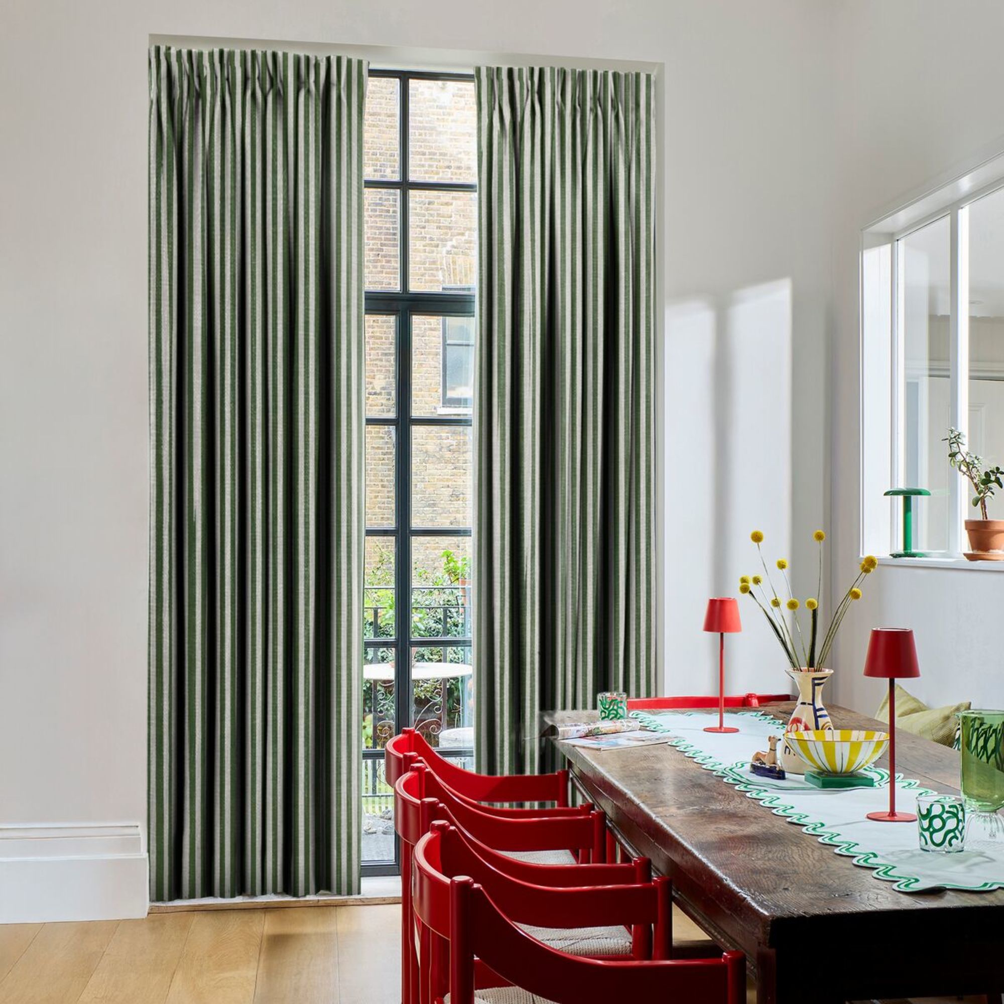 Portofino Stripe Olive Curtains