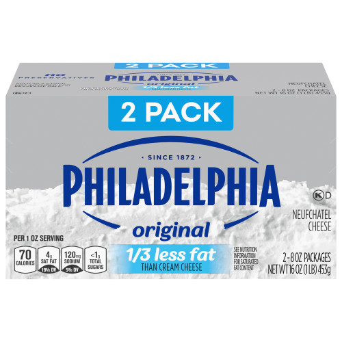 Philadelphia Original 2 Pack 1/3 Less Fat Neufchatel Brick Cream Cheese Image