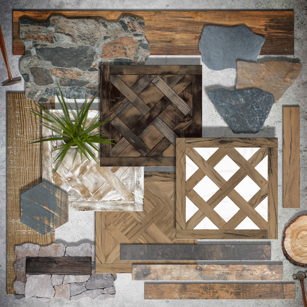 Kings Forest Lattice Black 17.63x17.63 Square Ceramic Floor and Wall Digital Pattern