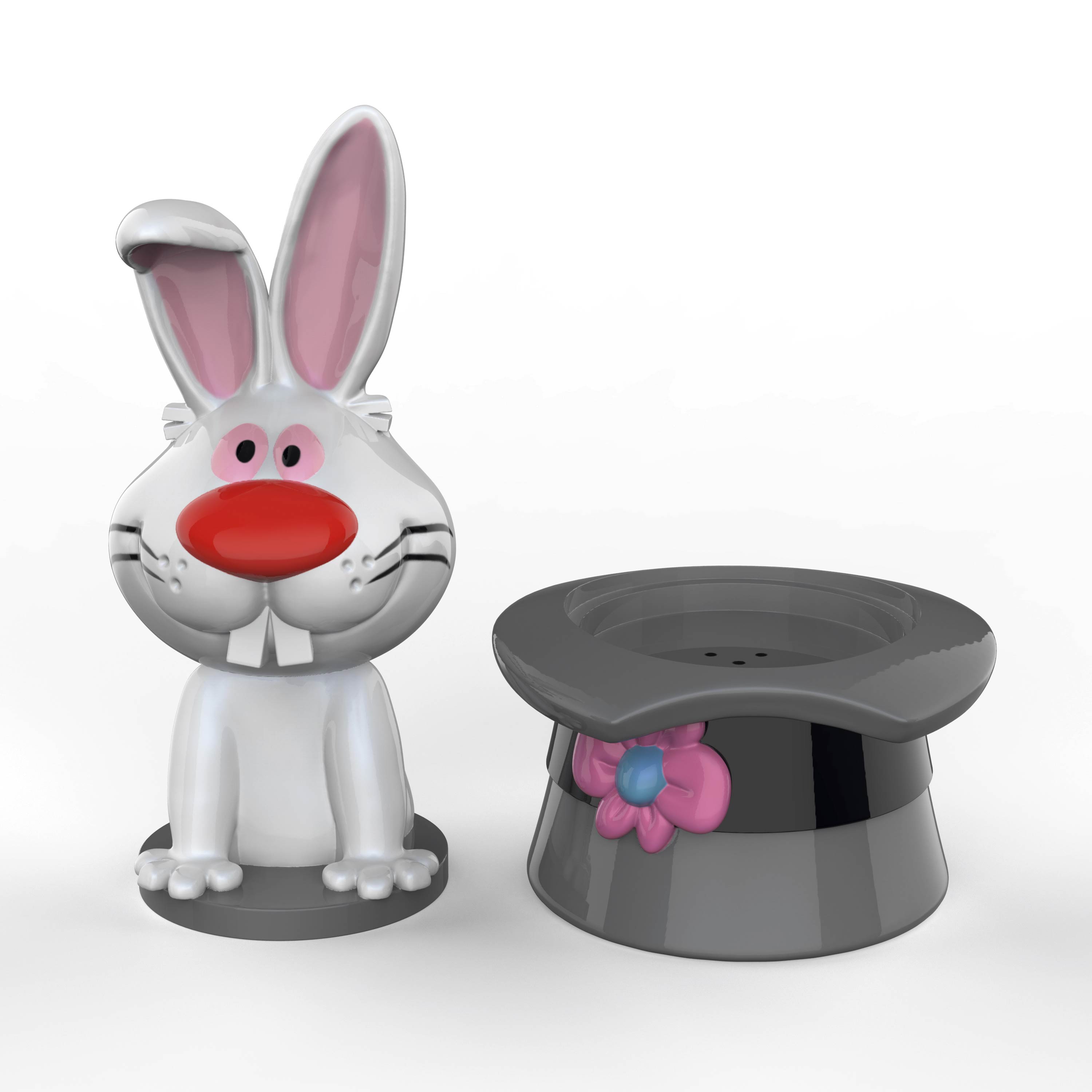 Frosty the Snowman Salt and Pepper Shaker Set, Top Hat & Bunny, 2-piece set
