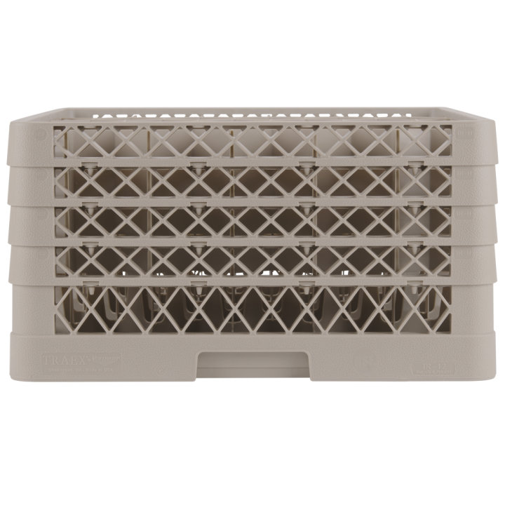 Full-size 30-compartment Traex® Rack Max® glass rack with four extenders in beige