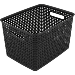 Plastic Weave Bin, Large, Black