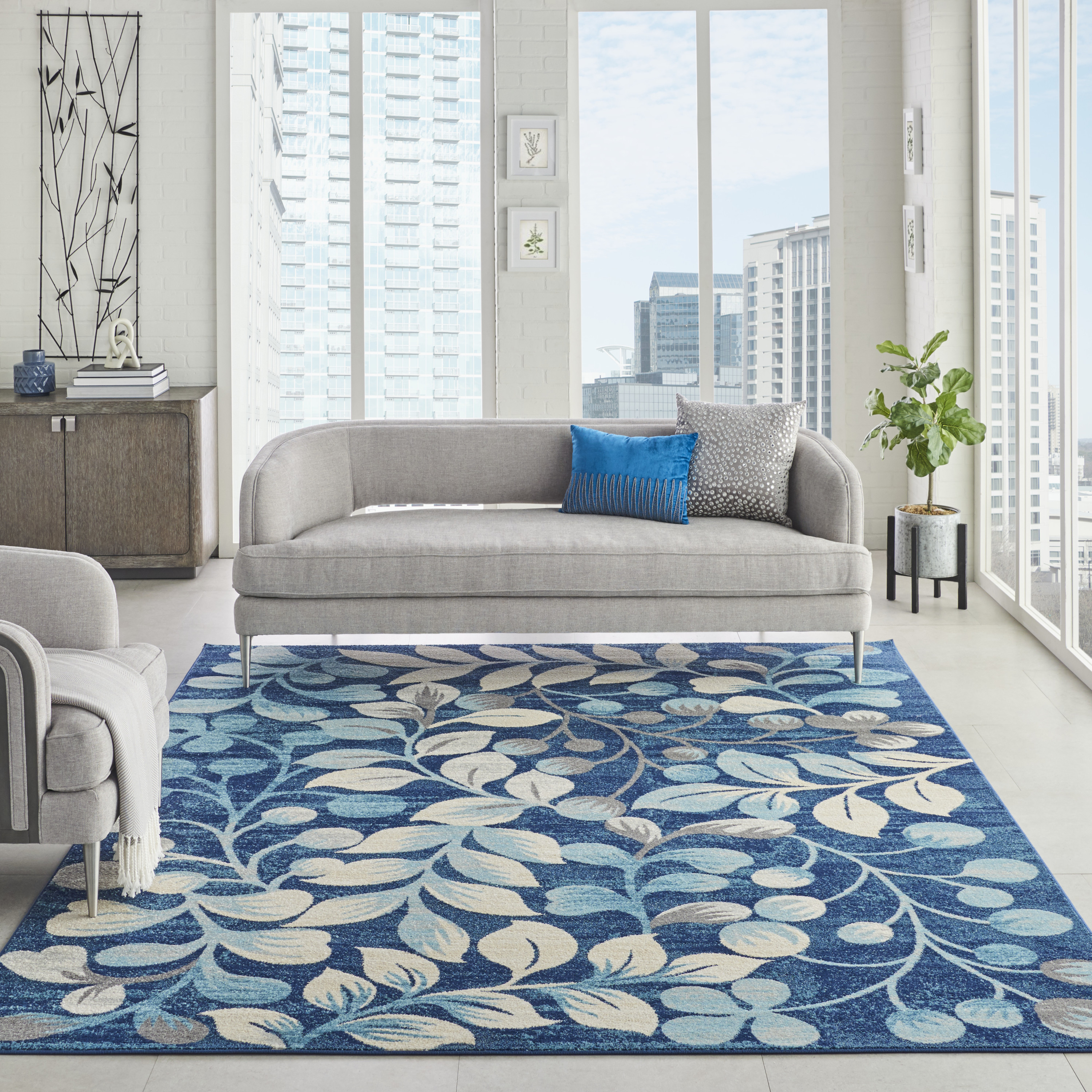 Nourison Tranquil 8' x 10' Navy Farmhouse Indoor Rug