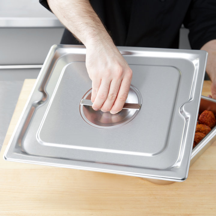 Two-thirds-size 2 ½-inch-deep Super Pan 3® stainless steel steam table pan