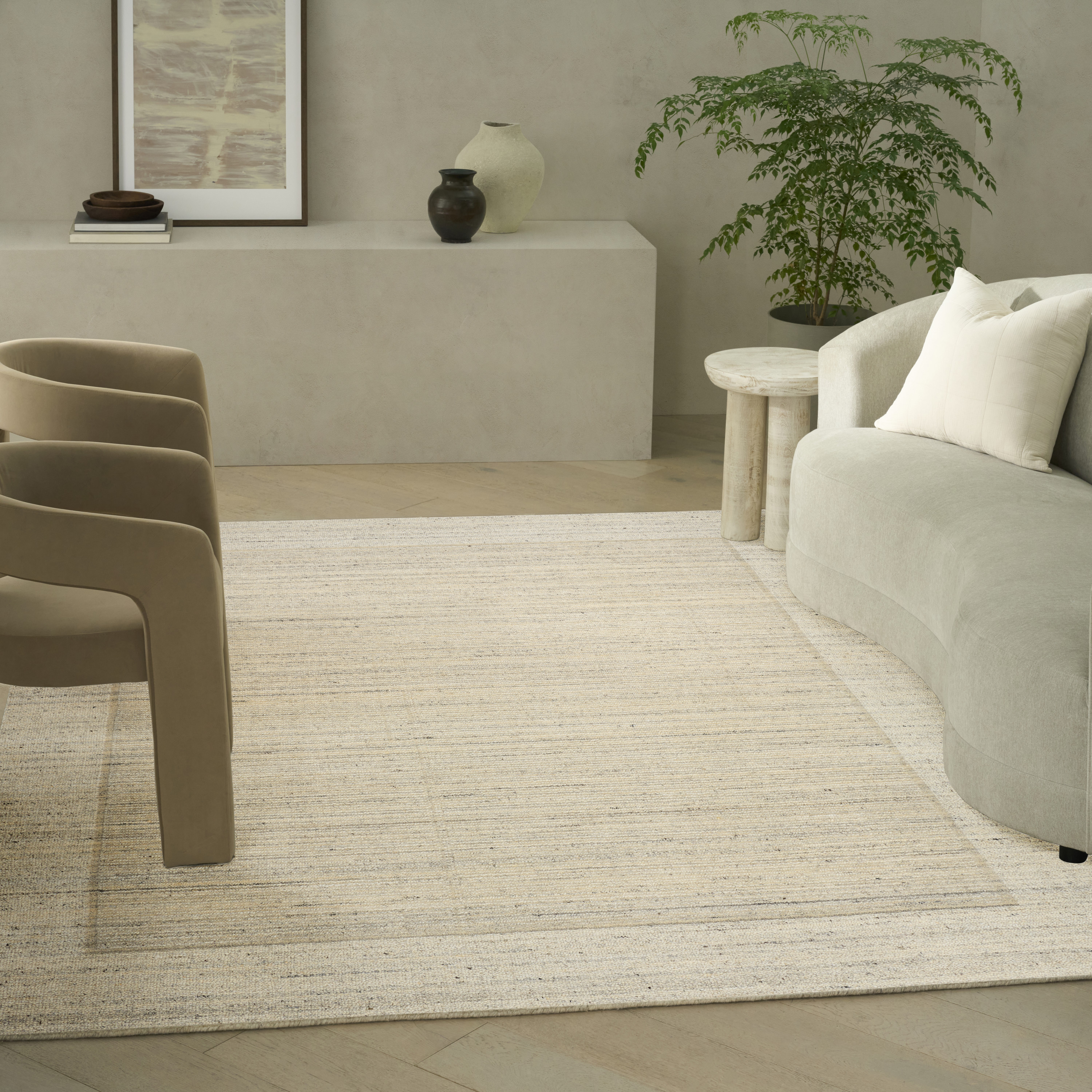 Calvin Klein CK082 Ridge 7'9" x 9'9" Ivory Farmhouse Indoor Rug