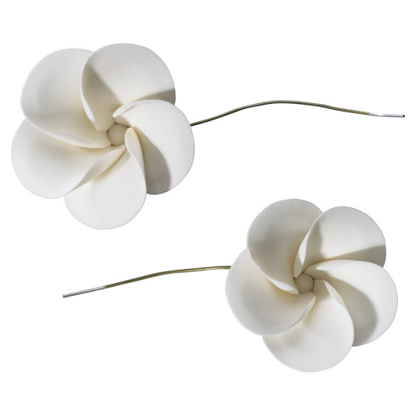White Plumeria - Red 3 Free Gum Paste Flowers