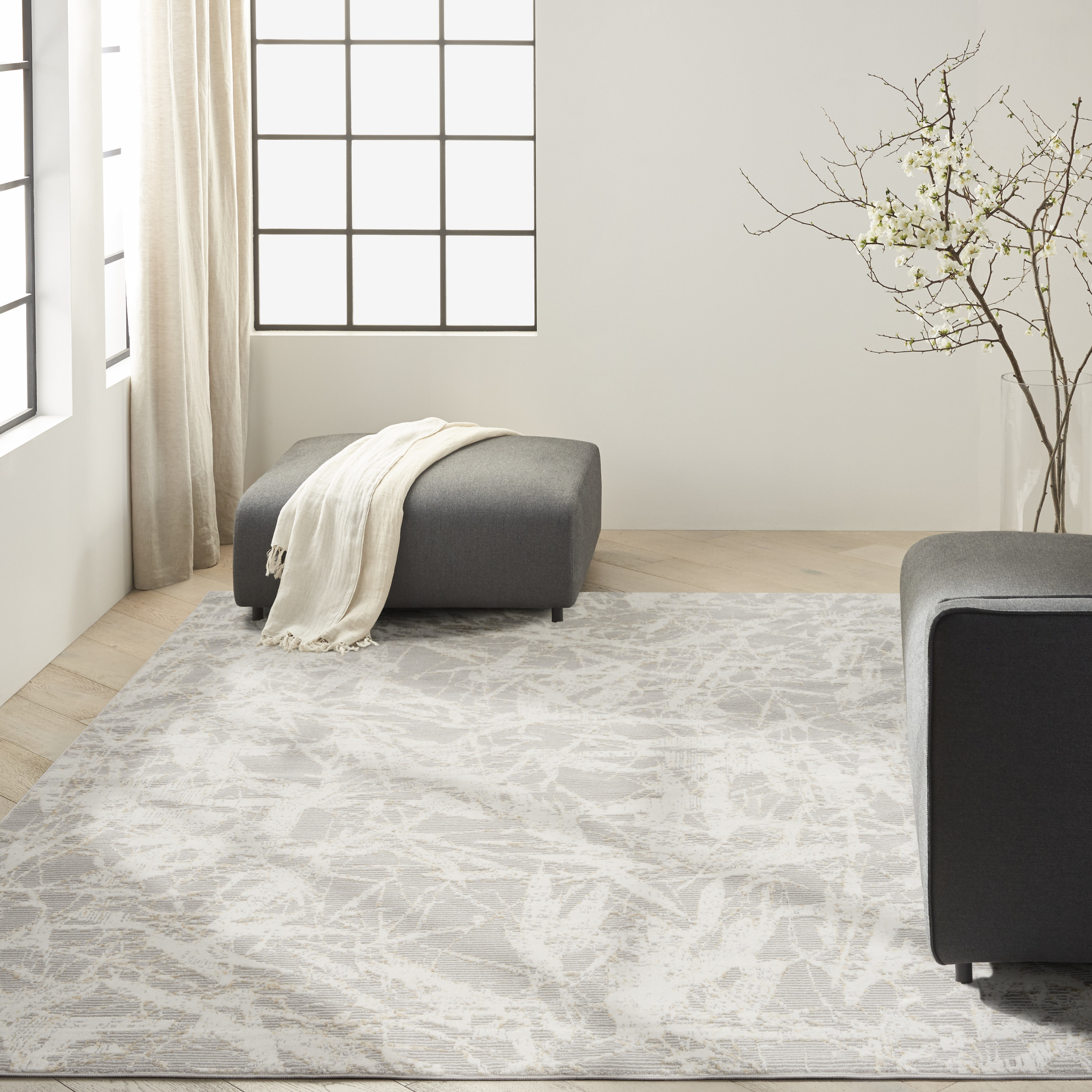 Calvin Klein CK950 Rush 8' x 10' Grey Ivory Modern Indoor Rug