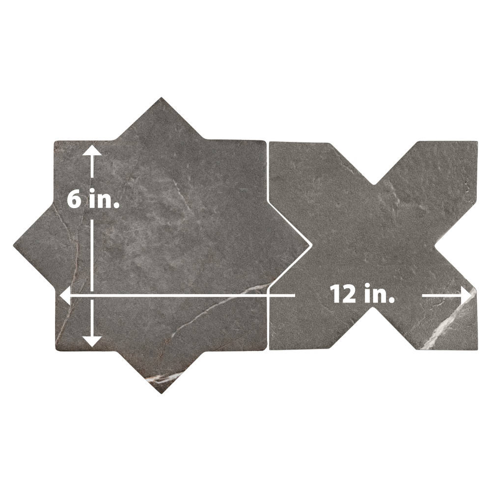 Istanbul Star Night with Night Cross 6 in. x 12 in. Porcelain Floor and Wall Tile