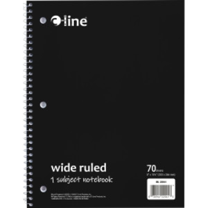 1-Subject Notebook, 70 Page, Wide Ruled, Black