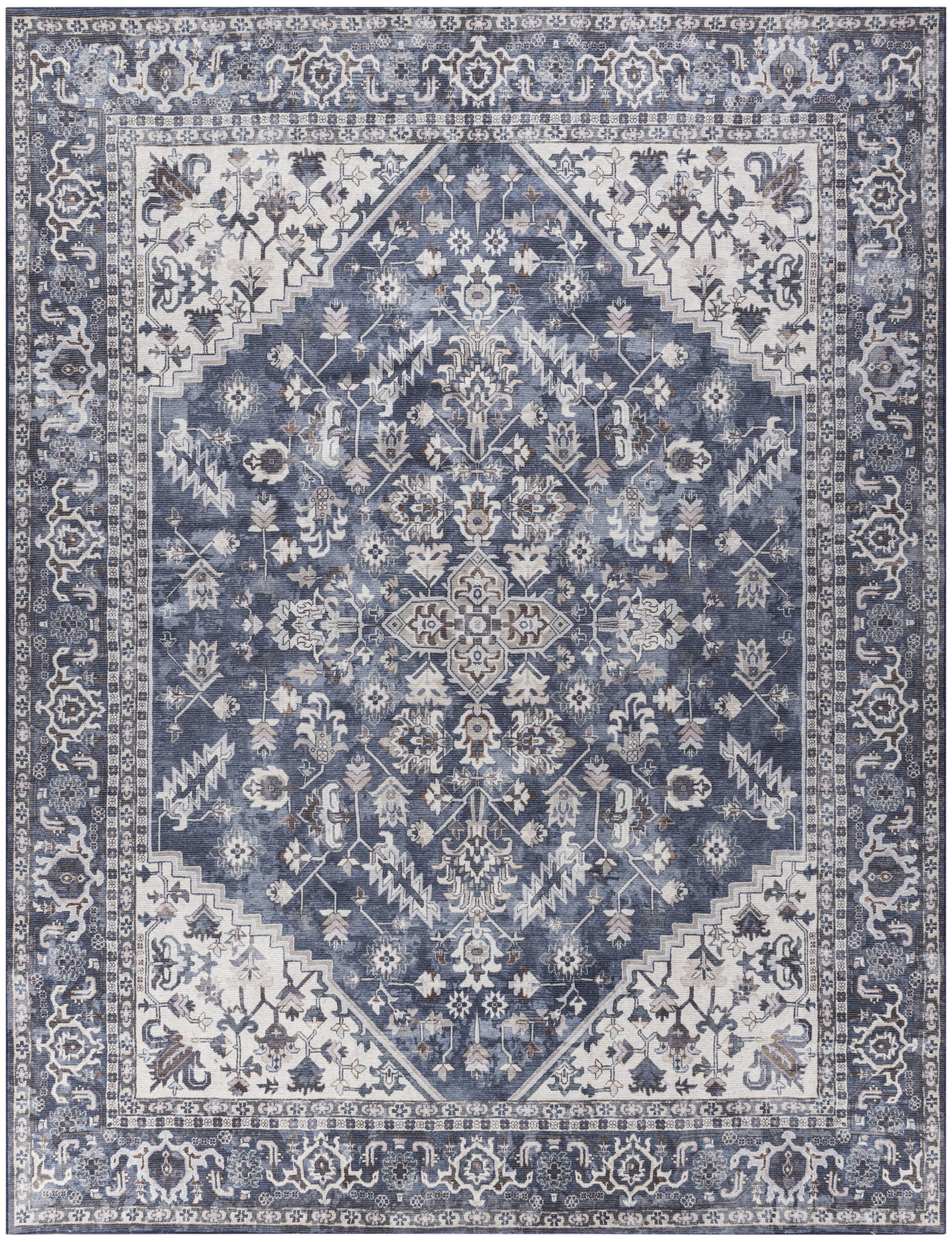 Nourison New Concept Washables 9'2" x 12' Navy Ivory Vintage Indoor Rug