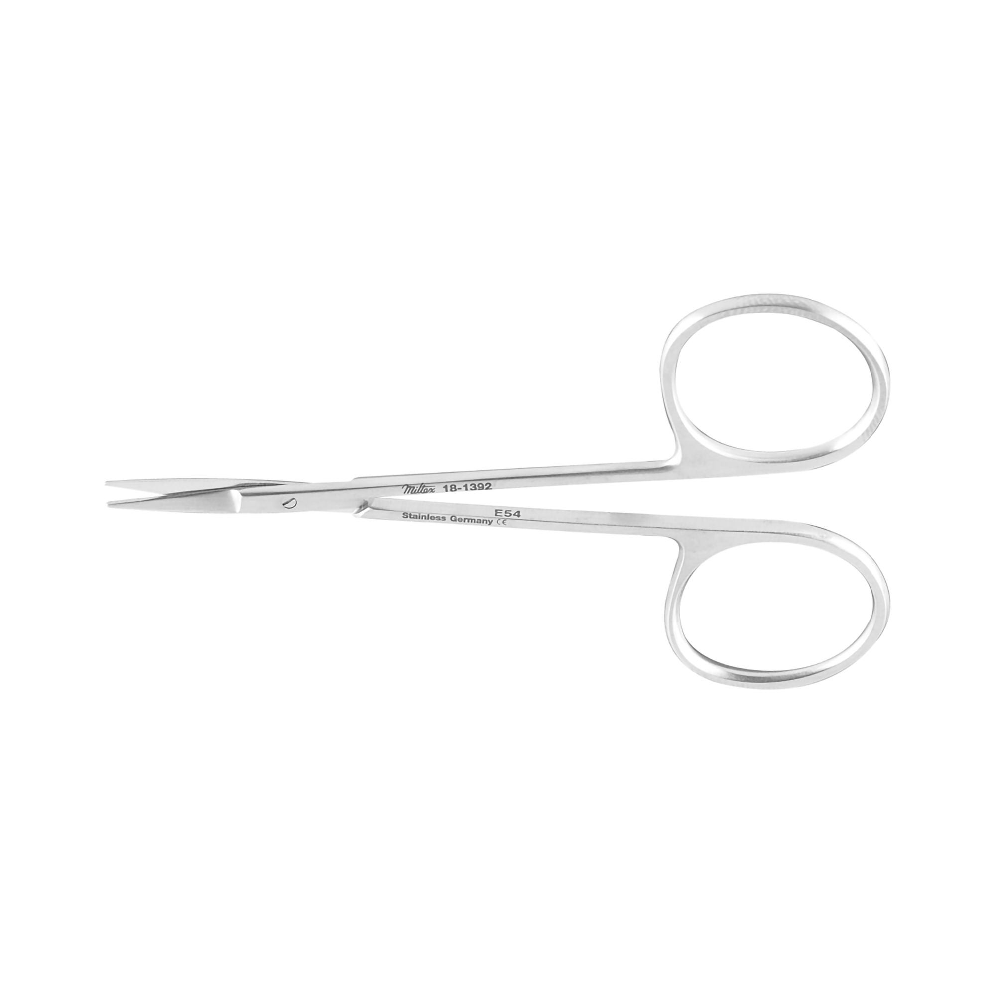 Iris Scissors Miltex® 4 Inch Length OR / Surgical Grade German Stainless Steel NonSterile Finger Ring Handle Straight Sharp Tip / Sharp Tip
