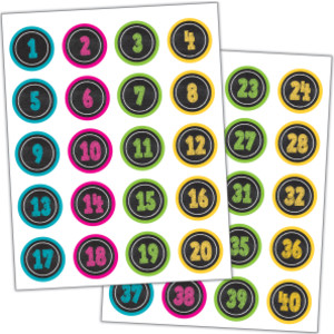 Chalkboard Brights Numbers Stickers, Pack of 120