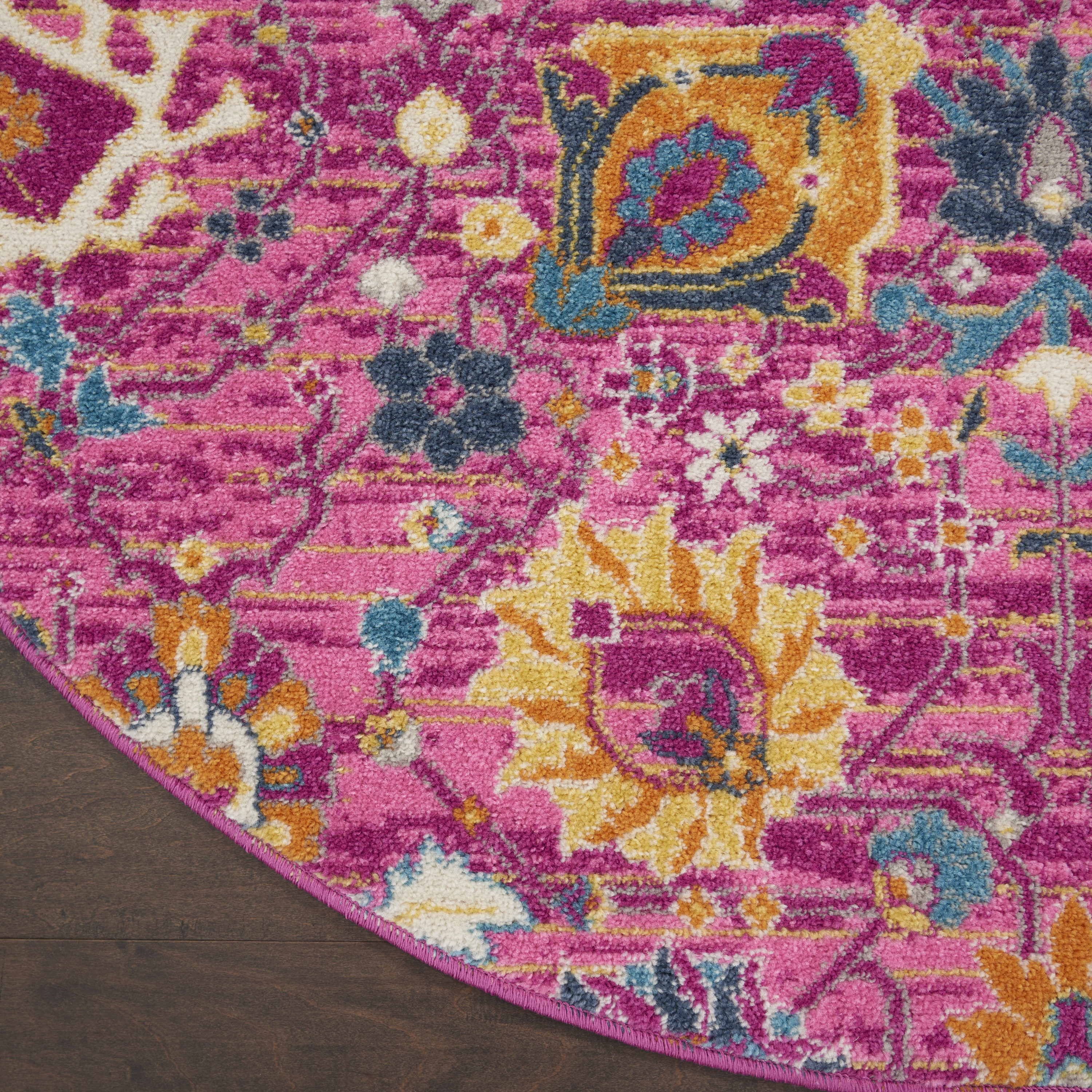 Nourison Passion 4' x Round Fuchsia Bohemian Indoor Rug