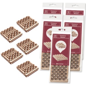 Travel Checkers Wooden Model Kits with Storage Box, Natural Wood, 5-Pack