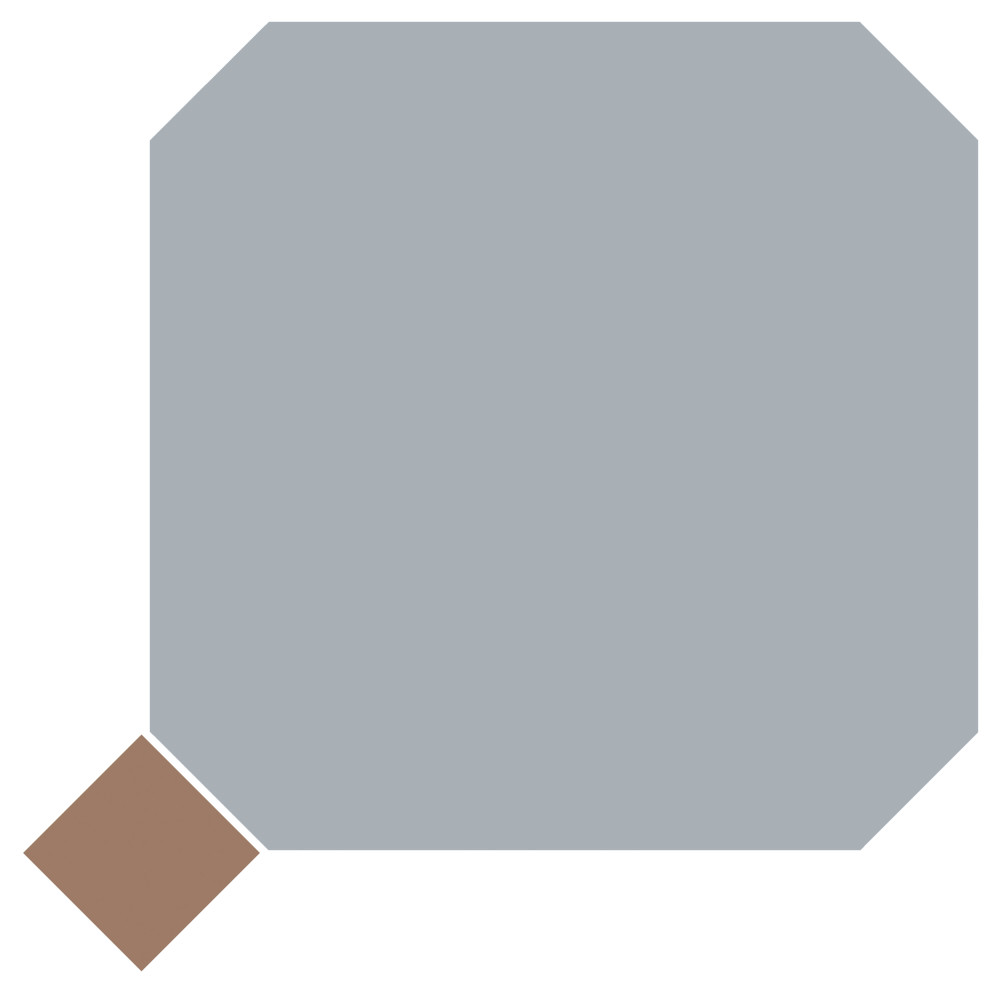 Vaudeville Octagon Humo with Taco Marron 7-7/8 in. x 7-7/8 in. Porcelain Floor and Wall Tile