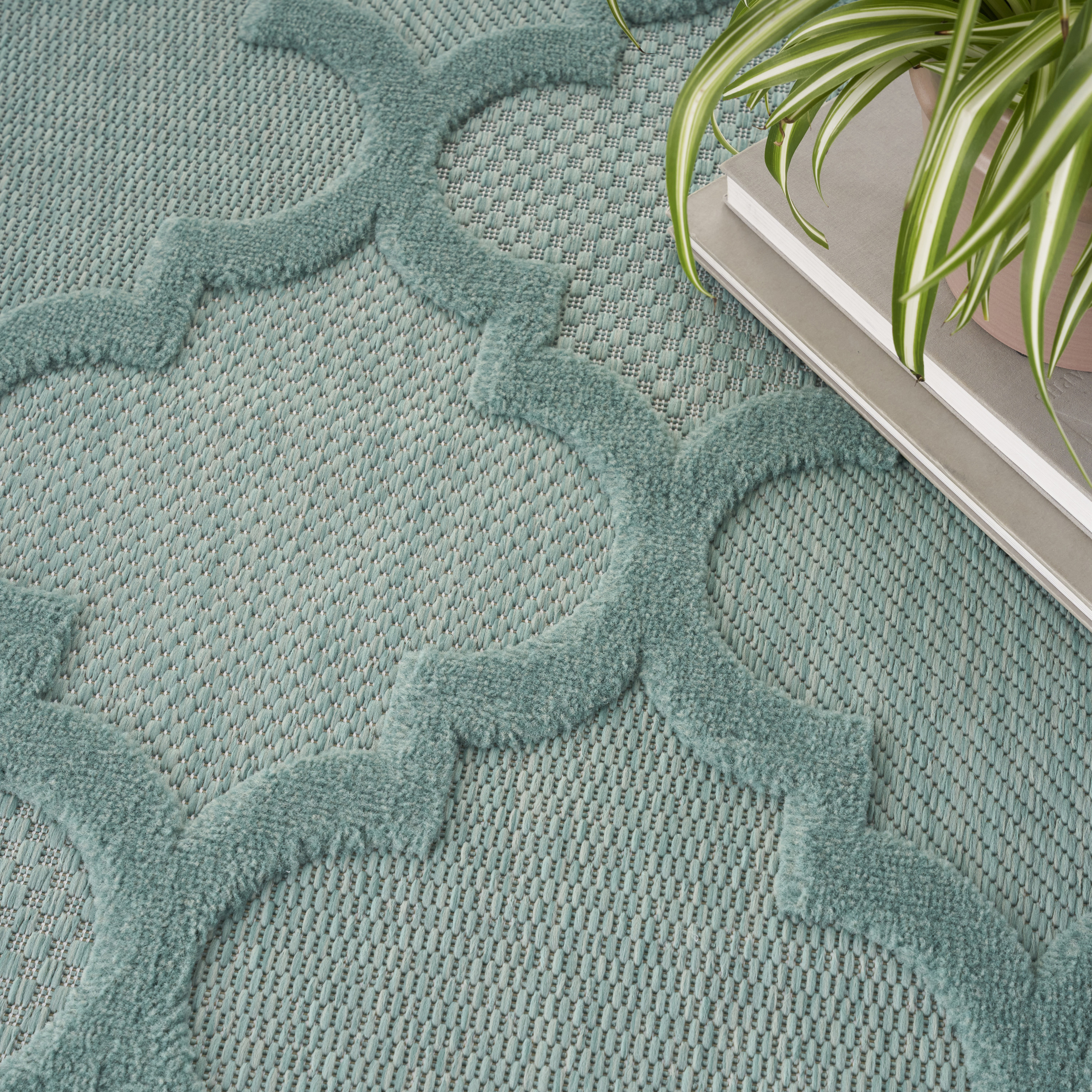 Nourison Easy Care 6' x 9' Aqua Teal Modern Rug