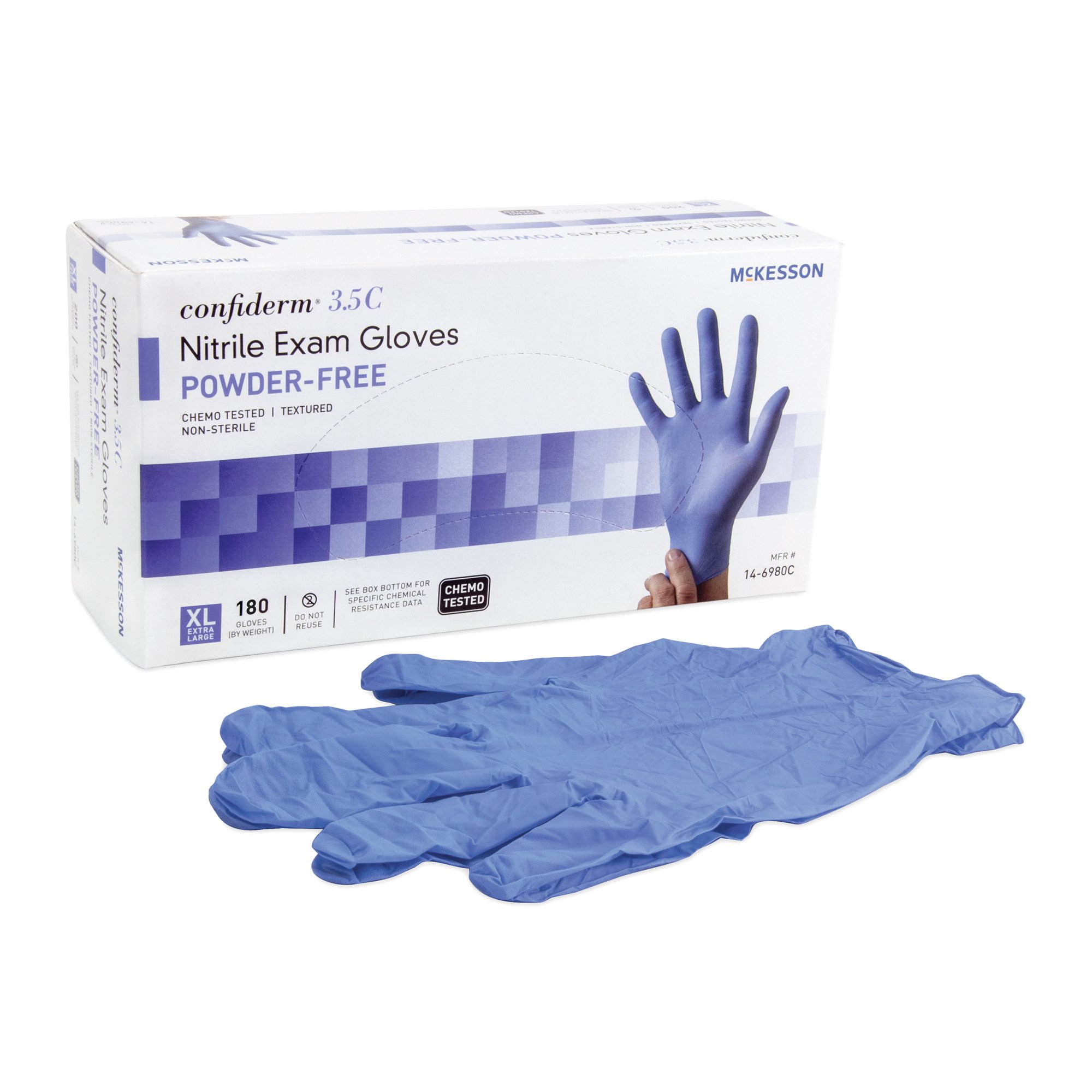 McKesson Confiderm 3.5C Nitrile Exam Glove, Extra Large, Blue MK 767197