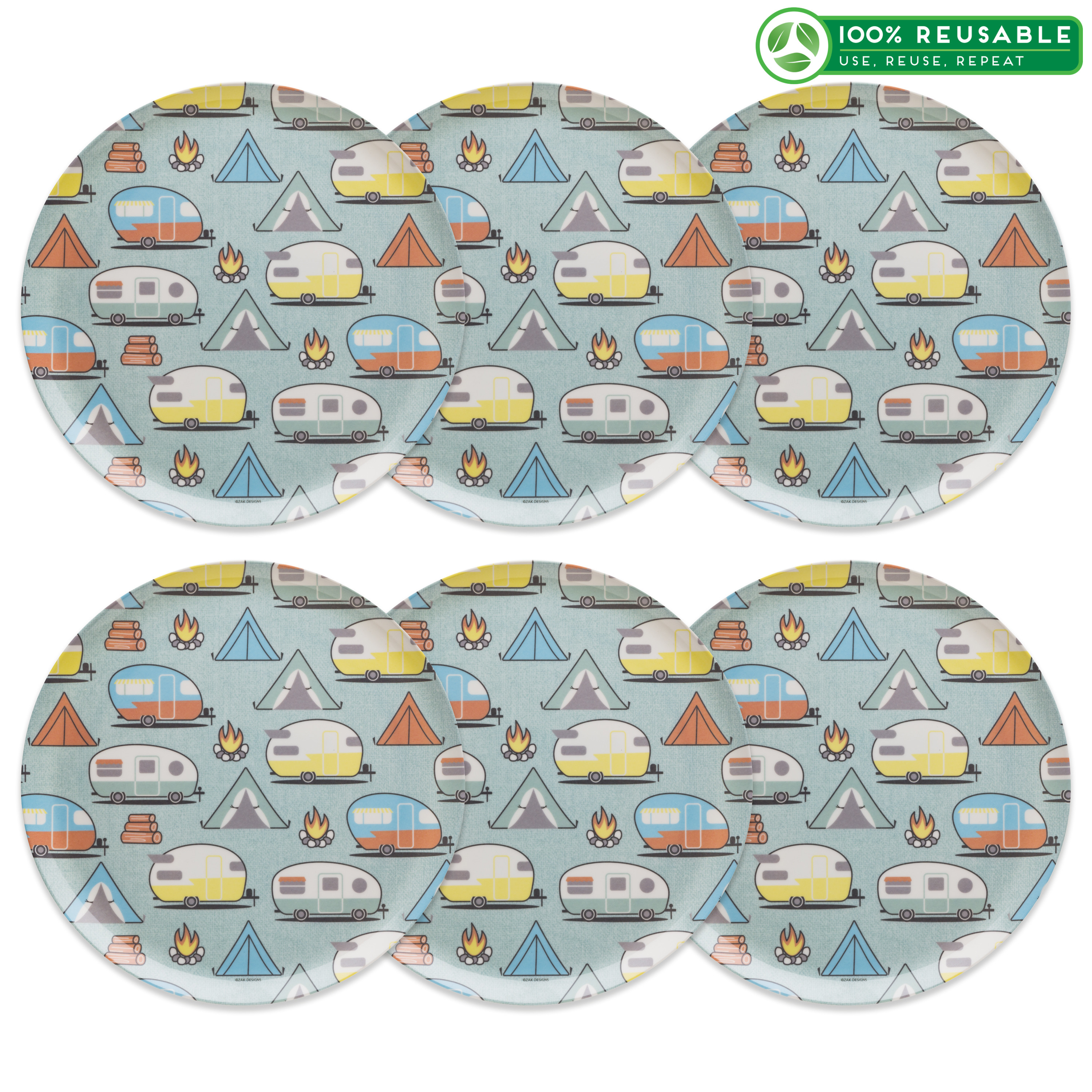 Adventurer Melamine Plate, Tents & Trailers, 6-piece set slideshow image 1 Adventurer Melamine Plate, Tents & Trailers, 6-piece set slideshow image 1