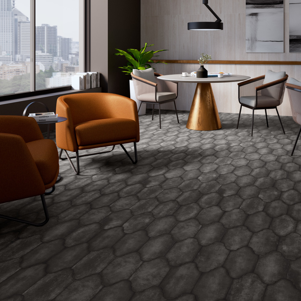 Alhama Provenzal Black 6-1/4 in. x 12-3/4 in. Porcelain Floor and Wall Tile