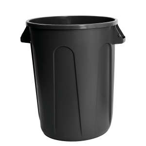 Hillyard, 32gal, Plastic, Black, Round, Receptacle