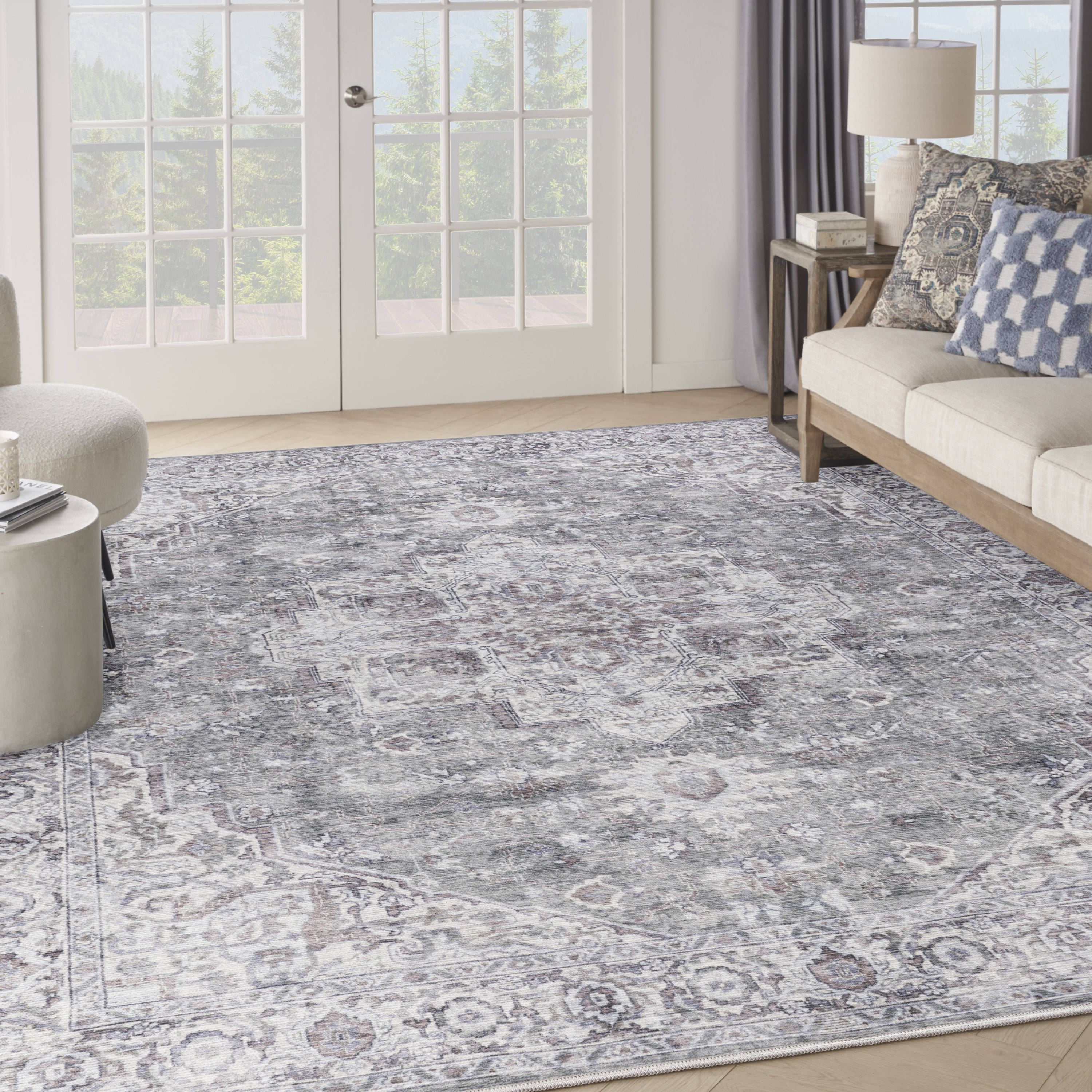 Nourison New Concept Washables 10' x 14' Ivory Grey Vintage Indoor Rug