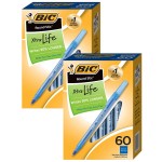 BIC&reg; Round Stic&reg; Xtra Life Ball Pen, Blue, 60 Per Pack, 2 Packs BICGSM609BE-2