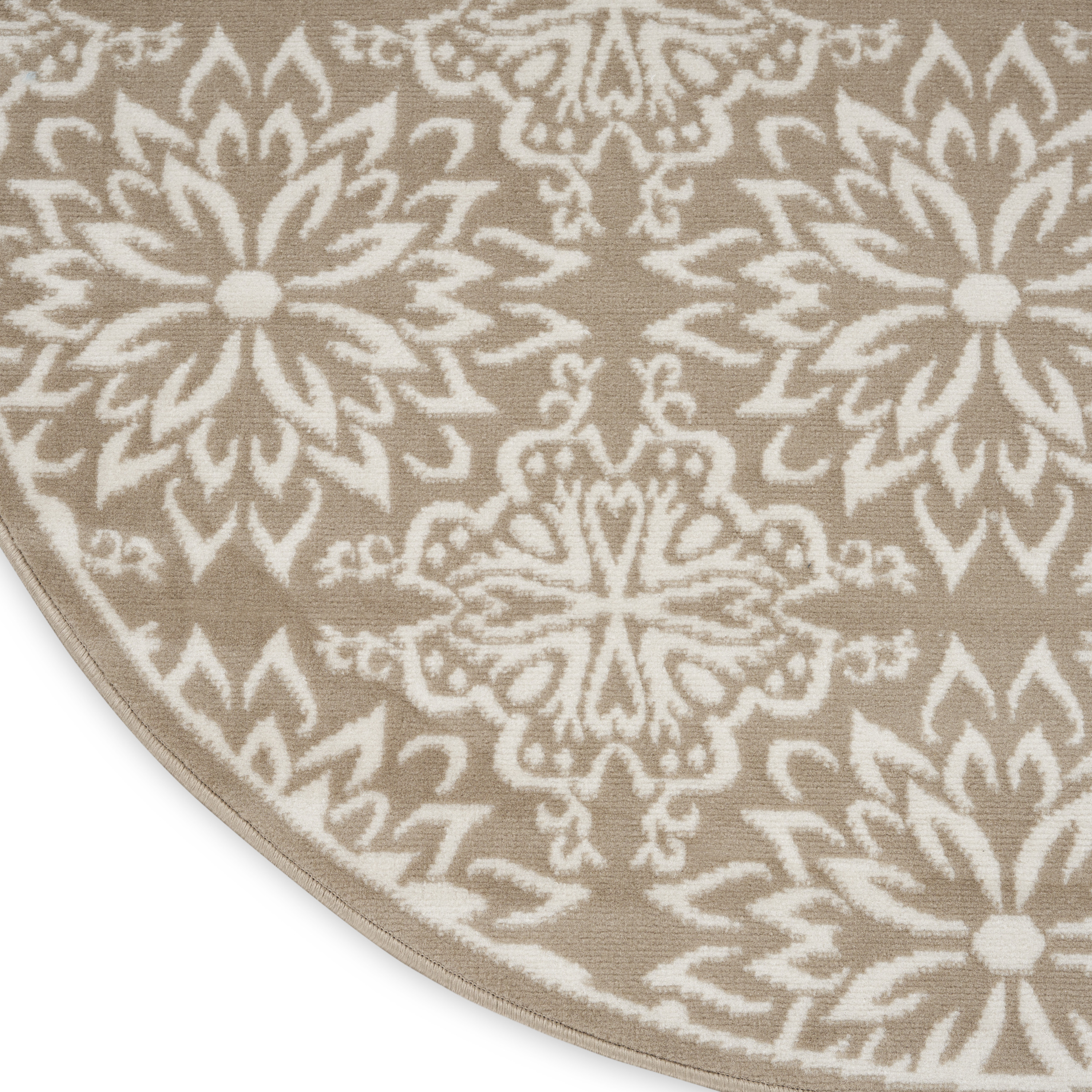 Nourison Jubilant 5'3" x Round Taupe Farmhouse Indoor Rug
