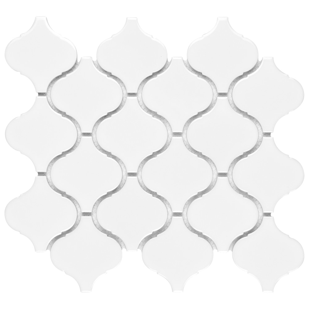 Metro Lantern Glossy White 9-1/2 in. x 10-3/4 in. Porcelain Mosaic Tile