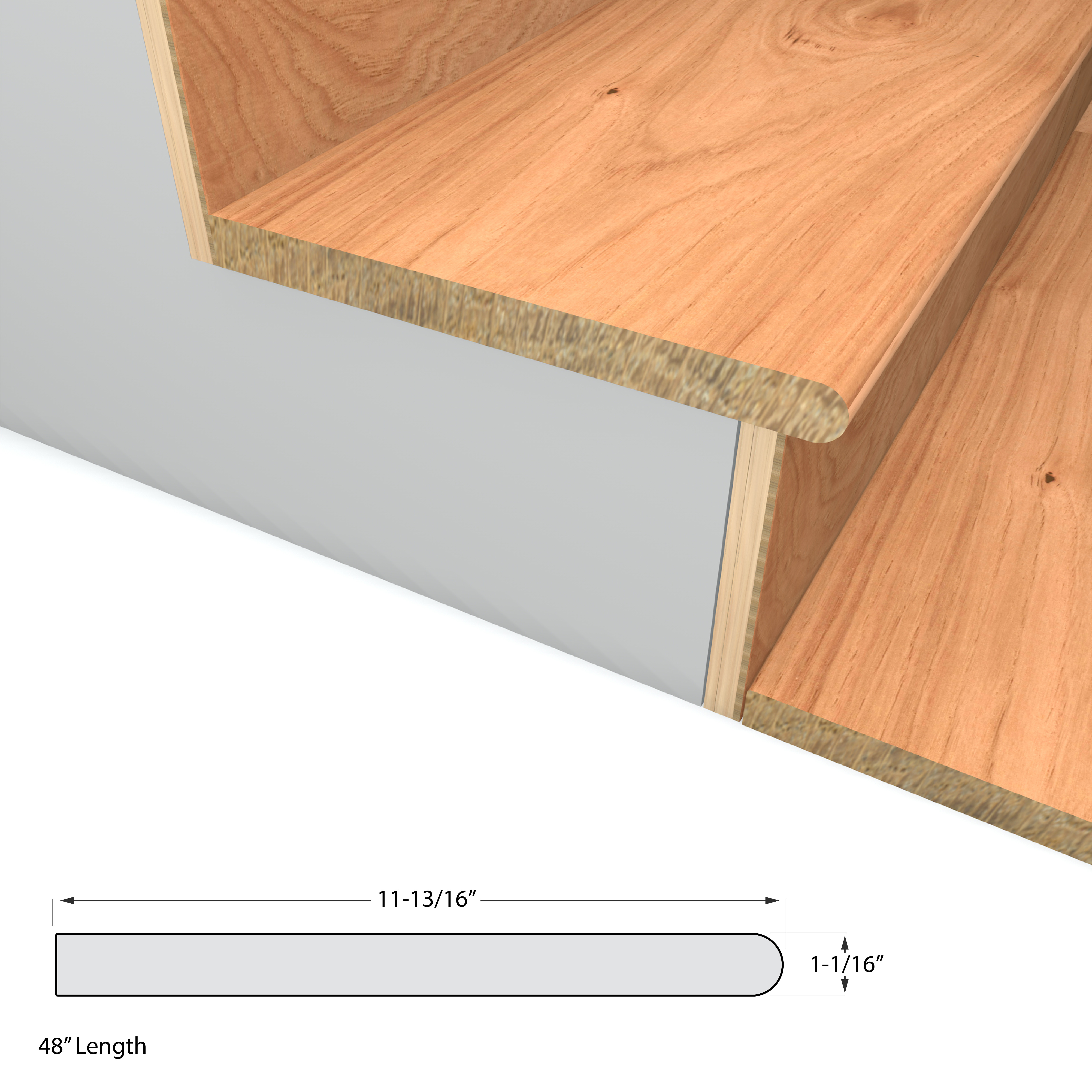 Natural Hickory Stair Tread view 2