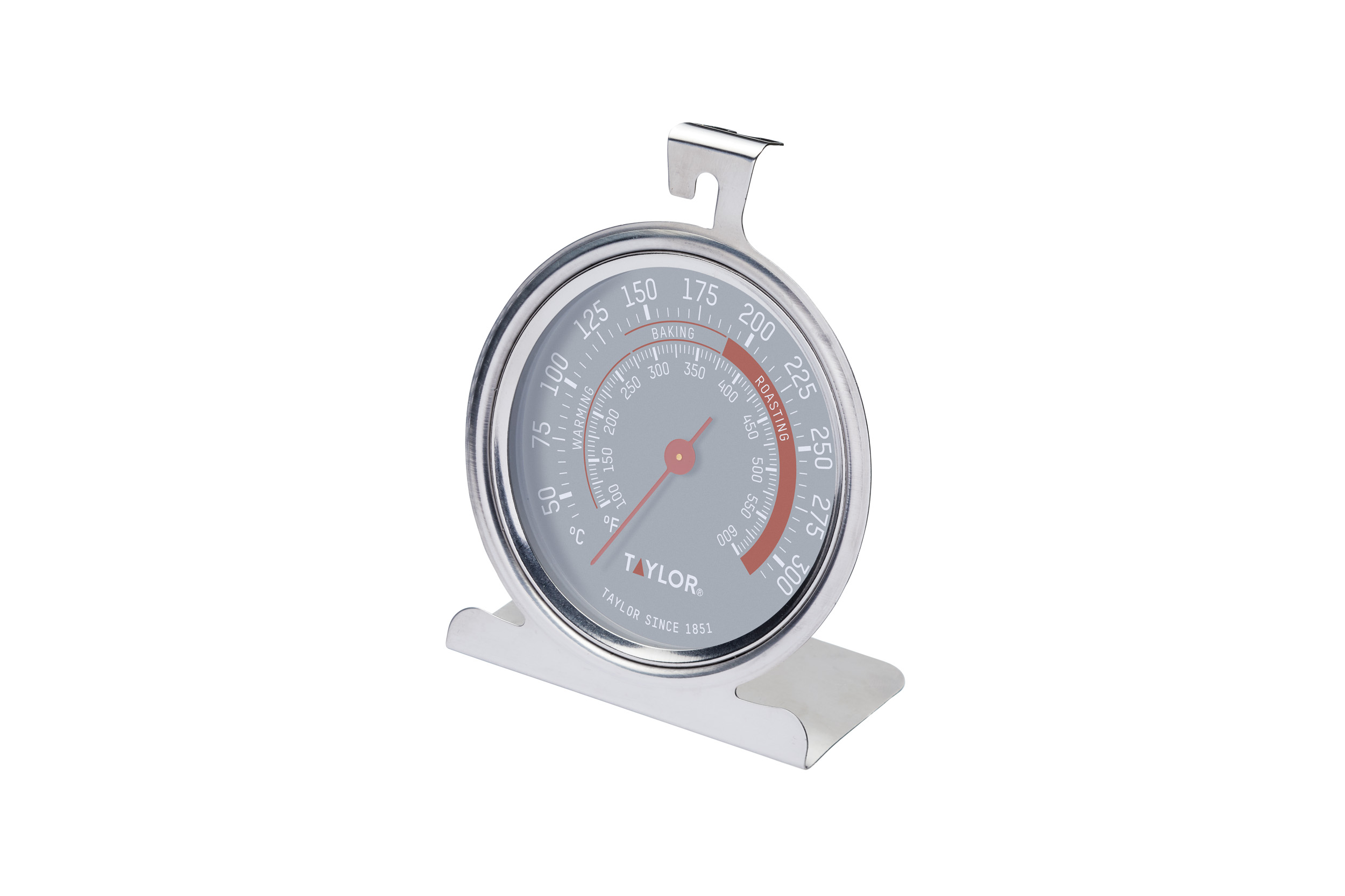 Taylor Pro Stainless Steel Oven Thermometer with stand and hook - Multicoloured