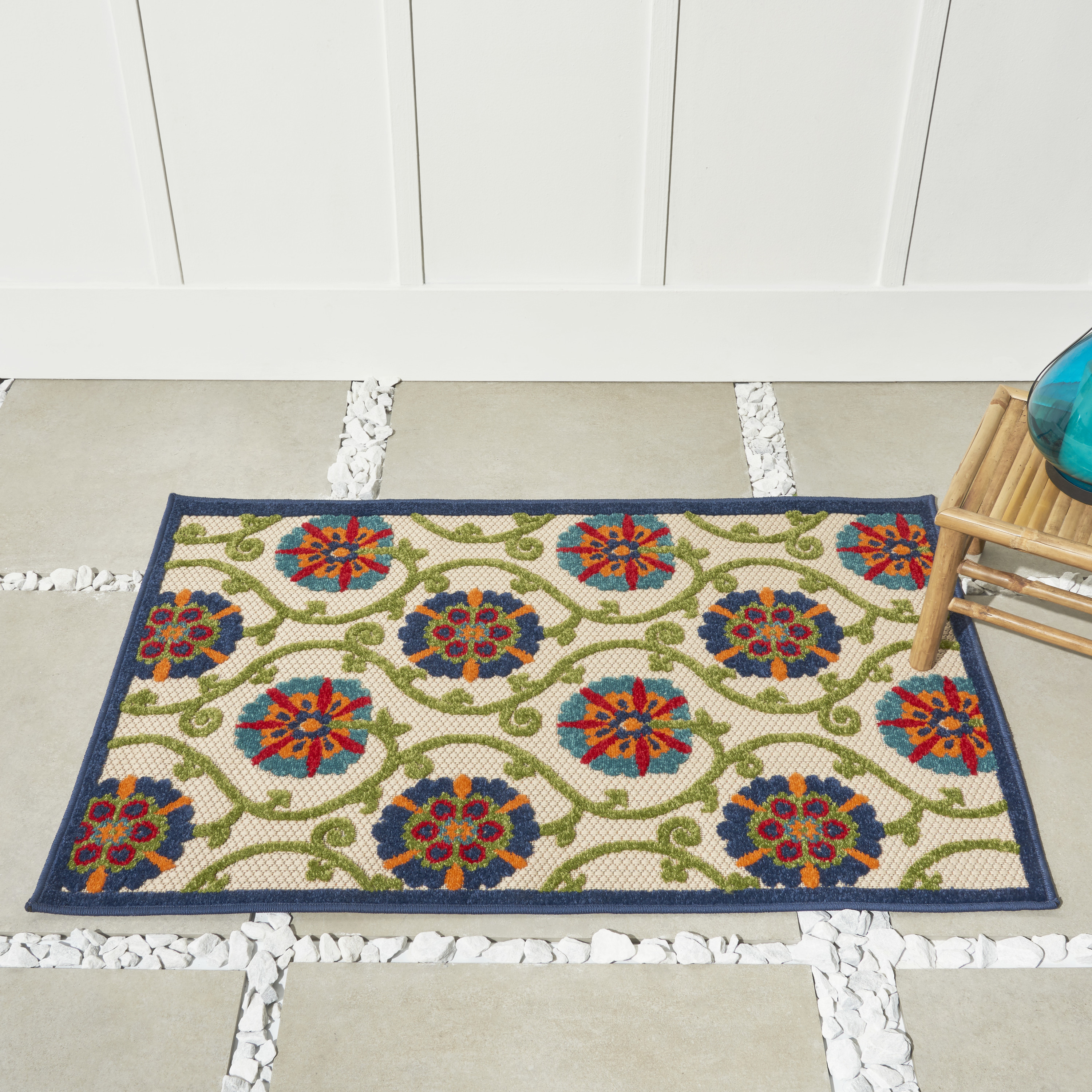 Nourison Aloha 2'8" x 4' Blue Multicolor Contemporary Rug