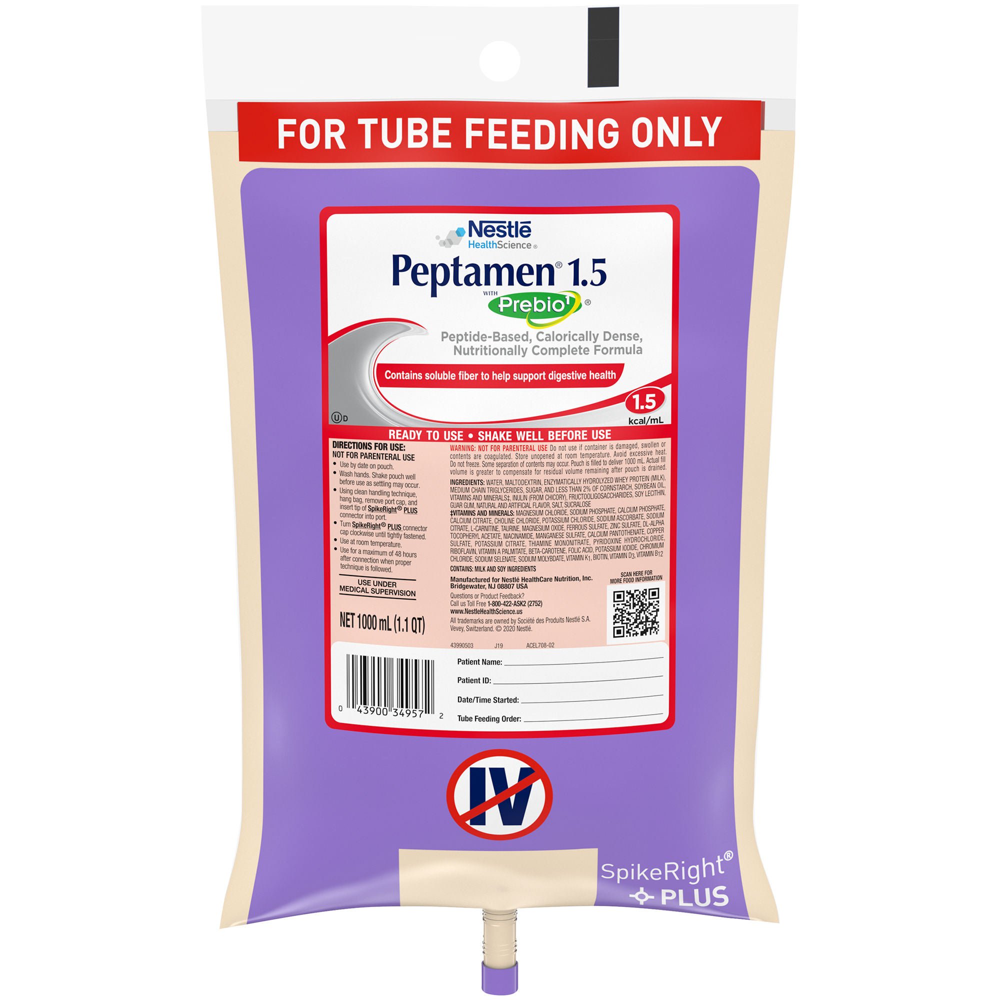 Peptamen® 1.5 with Prebio1™ Peptide-Based Nutritionally Complete Formula, 1 Lite
