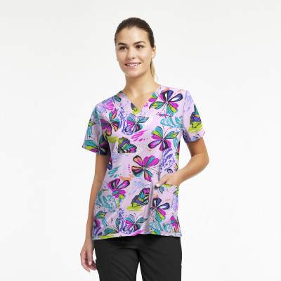 White Cross Women&#8216;s 3-Pocket V-Neck Scrub Top-White Cross