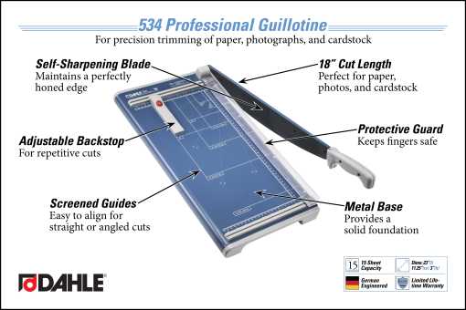 Dahle 534 Professional Guillotine Trimmer InfoGraphic