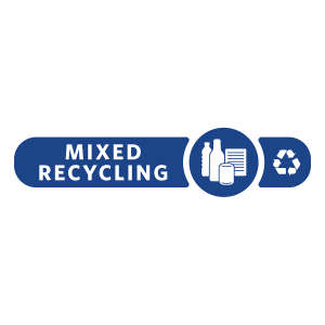 Special Made, Mixed Recycling Label, Version A Long, 10.01" x 2.577", Blue